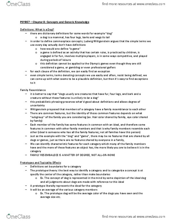 PSYB57H3 Chapter Notes - Chapter 8: Exemplar Theory, Prototype Theory, Ludwig Wittgenstein thumbnail