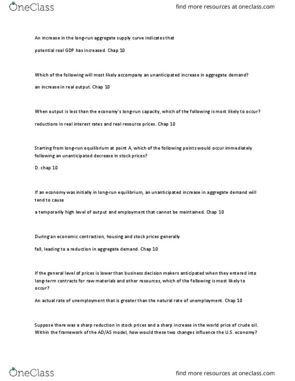 ECO 1000 Lecture Notes - Lecture 79: Real Interest Rate, Aggregate Demand, Aggregate Supply thumbnail