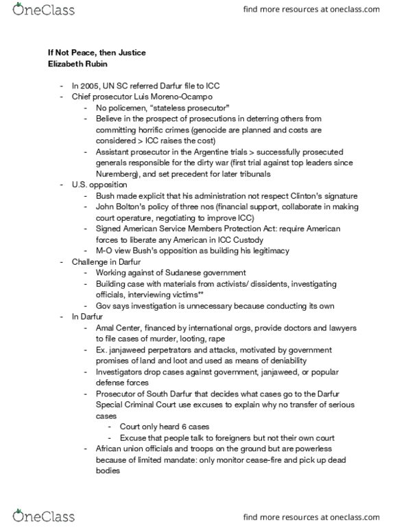 POL SCI 124C Chapter Notes - Chapter 1: Special Criminal Court, South Darfur, Janjaweed thumbnail