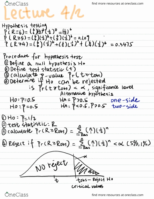 STAT 88 Lecture Notes - Lecture 16: Statistical Hypothesis Testing, Null Hypothesis, Test Statistic thumbnail