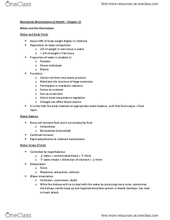 HSS 2342 Lecture Notes - Lecture 11: Hard Water, Kidney Stone Disease, Fluid Balance thumbnail