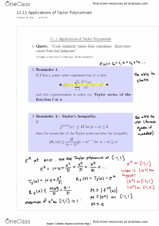 MATH 152 Lecture 1: 11.11 Applications of Taylor Polynomials thumbnail