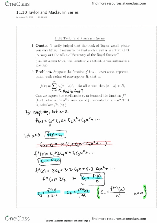 MATH 152 Lecture 1: 11.10 Taylor and Maclaurin Series thumbnail