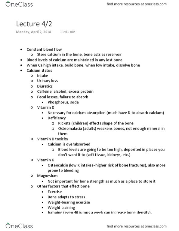 NUTR SCI 132 Lecture Notes - Lecture 20: Plyometrics, Bone Density, Osteocalcin thumbnail