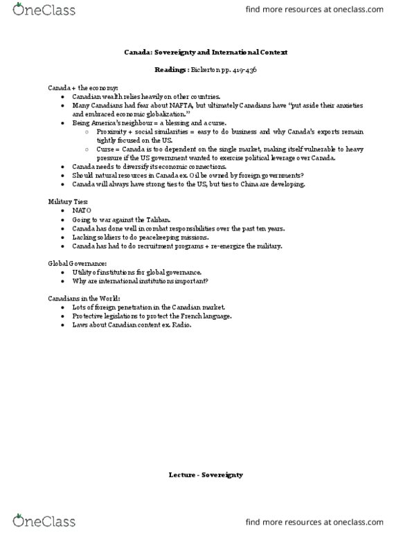 POLS 2600 Lecture Notes - Lecture 2: Bretton Woods Conference, International Trade Organization, Global Governance thumbnail