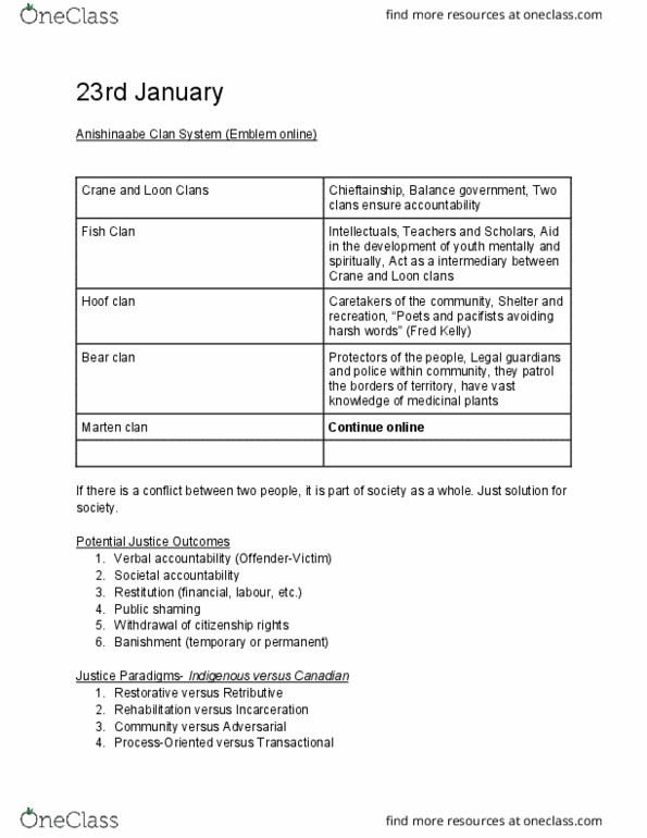 INDIGST 1AA3 Lecture Notes - Lecture 2: Anishinaabe Clan System, Canadian Indian Residential School System, Nicholas Flood Davin thumbnail