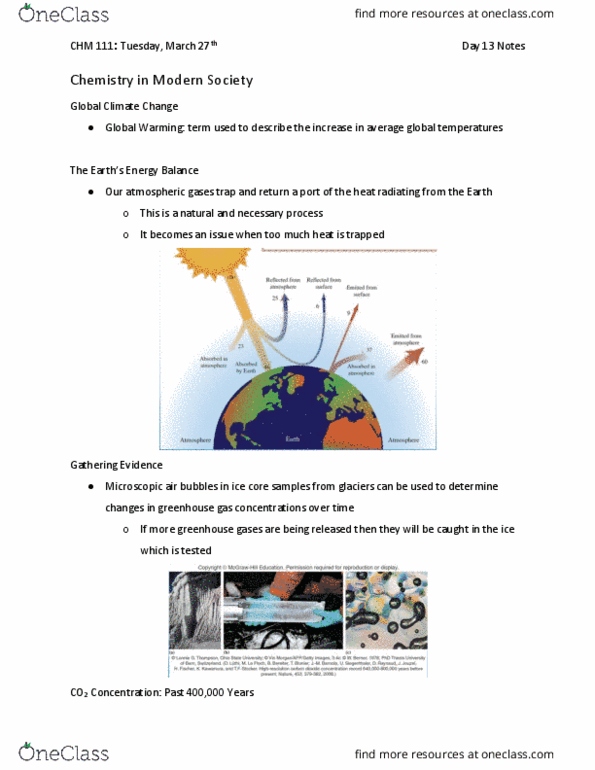 CHM 111 Lecture Notes - Lecture 13: Core Sample, Ice Core, World Meteorological Organization thumbnail