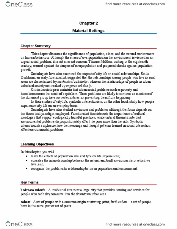 SOC 1200 Lecture Notes - Lecture 3: Symbolic Interactionism, Integrated Geography, Environmental Sociology thumbnail