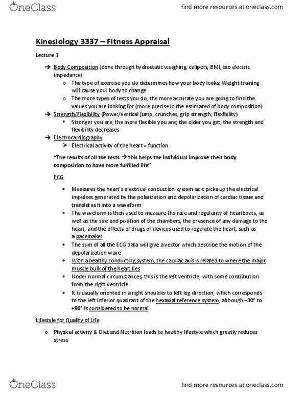 Kinesiology 3337A/B Lecture Notes - Lecture 1: Electrical Impedance, Hydrostatic Weighing, Grip Strength thumbnail