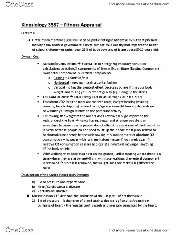 Kinesiology 3337A/B Lecture Notes - Lecture 8: Lifting Body, Weight-Bearing, Blood Vessel thumbnail