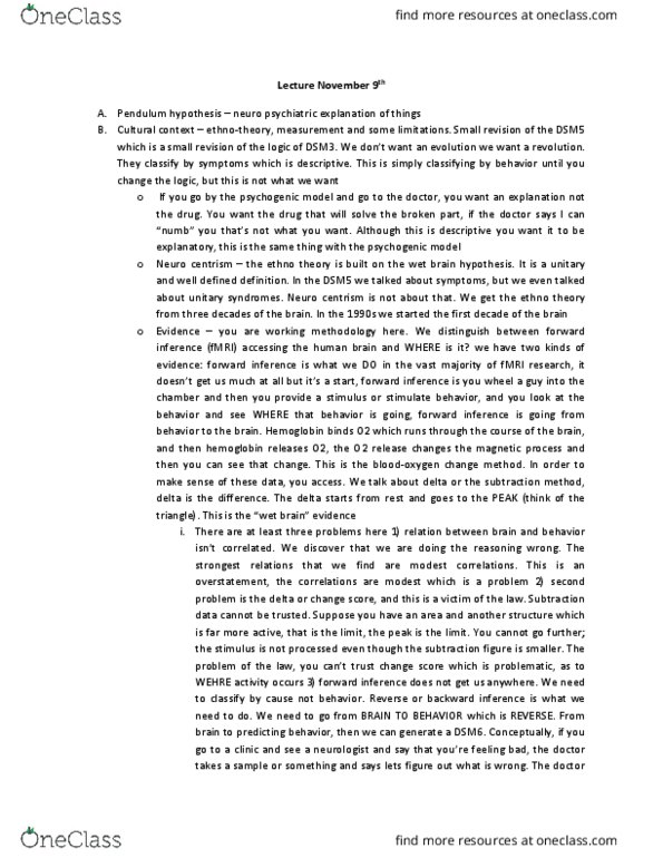 PSYC320 Lecture Notes - Lecture 4: Centrism, Dsm-5, Hemoglobin thumbnail