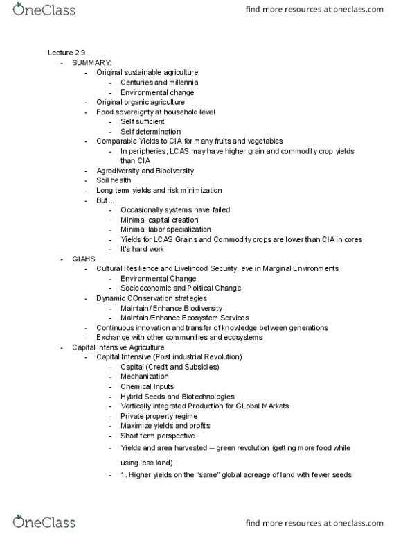 GEOG 139 Lecture Notes - Lecture 9: Soil Health, Food Sovereignty, Sustainable Agriculture thumbnail