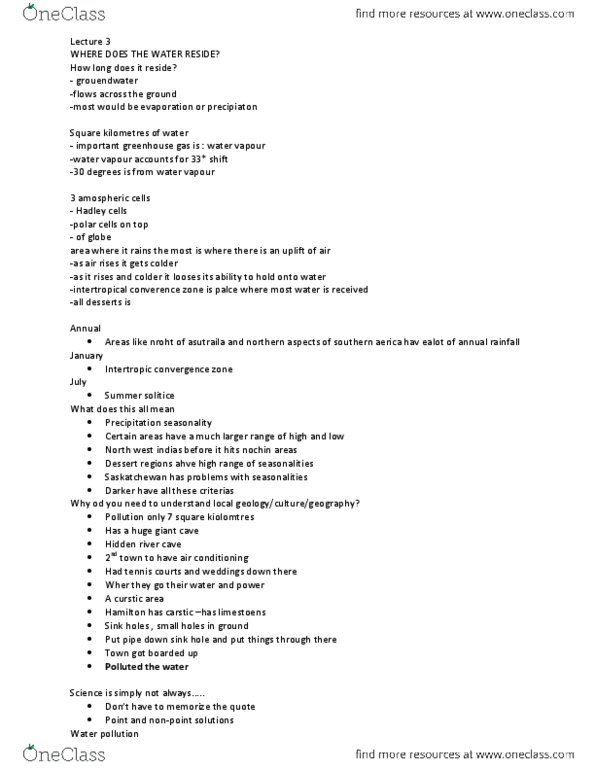 EARTHSC 2WW3 Lecture Notes - Nonpoint Source Pollution, Point Source Pollution, Sinkhole thumbnail