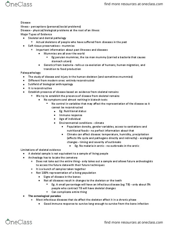 ANTHROP 1AA3 Lecture Notes - Lecture 5: Iron-Deficiency Anemia, Hyperostosis, Tooth Pathology thumbnail