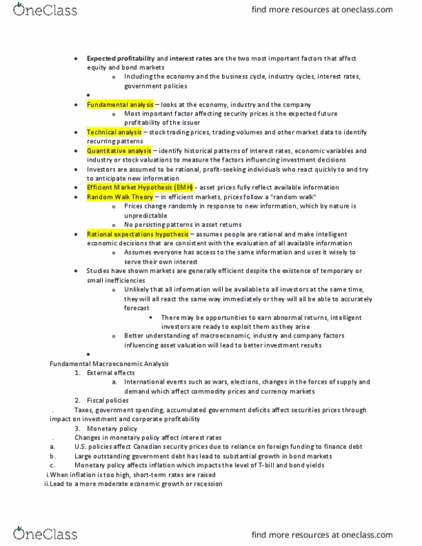 AFM121 Chapter Notes - Chapter 13: Efficient-Market Hypothesis, Fundamental Analysis, Rational Expectations thumbnail