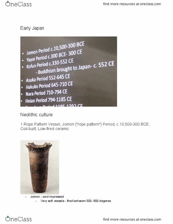 AHI 1D Lecture Notes - Lecture 1: Kagawa Prefecture, Chinese Ceramics, Yayoi Period thumbnail