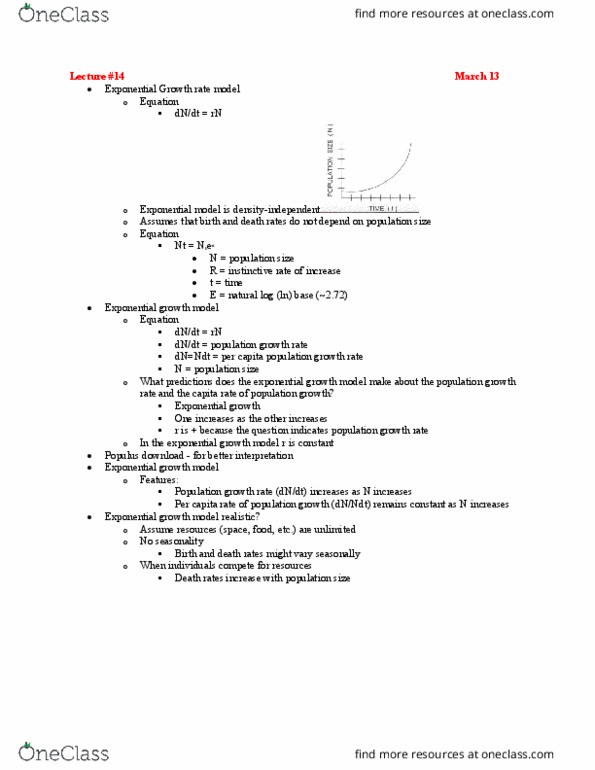 BIOL 2060 Lecture Notes - Lecture 14: Exponential Growth, Logistic Function, Carrying Capacity thumbnail