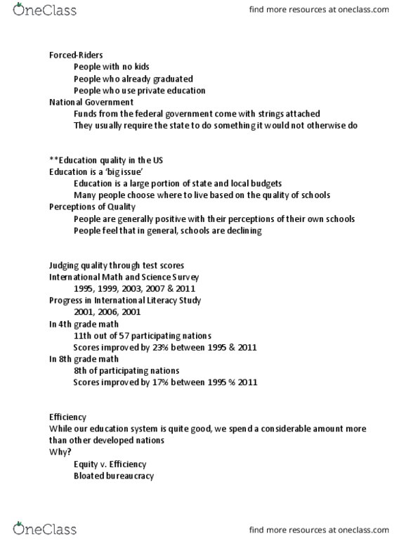 PUP-3002 Lecture Notes - Lecture 20: Conditionality, National Defense Education Act, Adequate Yearly Progress thumbnail