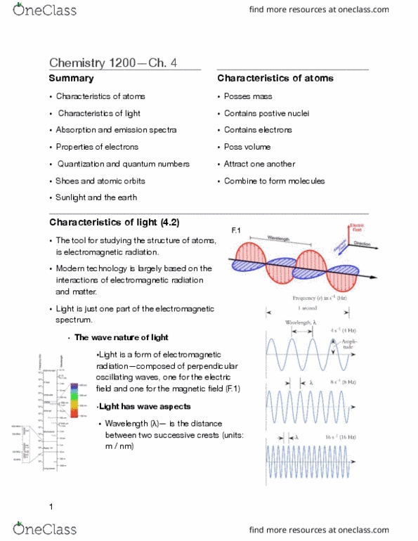 BIOL 1030 Lecture Notes - Lecture 4: Electromagnetic Spectrum, Emission Spectrum, Atomic Number thumbnail