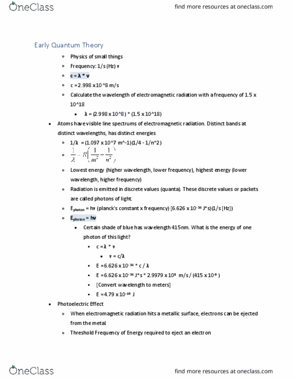 CHEM 6A Lecture Notes - Lecture 4: Photon, Joule, Wave Equation thumbnail