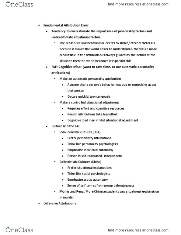 PSYC 6 Lecture Notes - Lecture 3: Fundamental Attribution Error, Cognitive Load, Affective Forecasting thumbnail