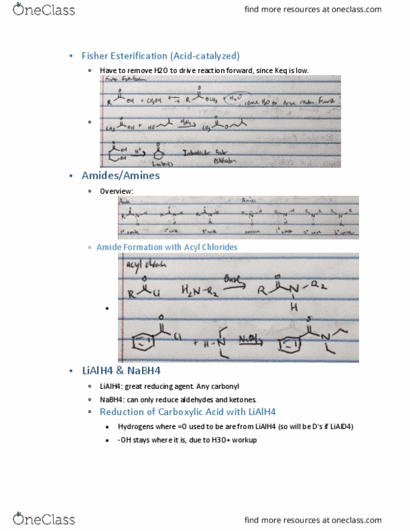 CHEM 140C Lecture Notes - Lecture 2: Lithium Aluminium Hydride, Sodium Borohydride, Amide thumbnail