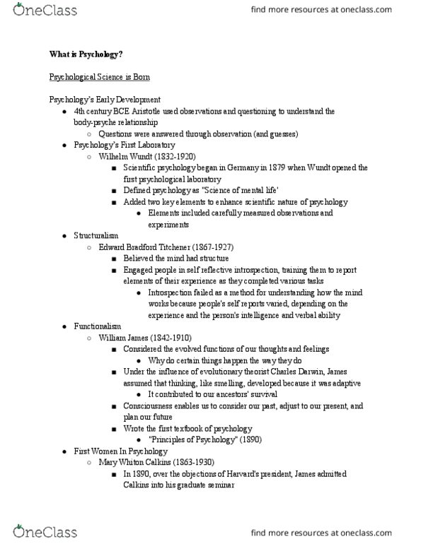 PSYC 111 Lecture Notes - Lecture 1: Community Psychology, Cognitive Revolution, Mary Whiton Calkins thumbnail