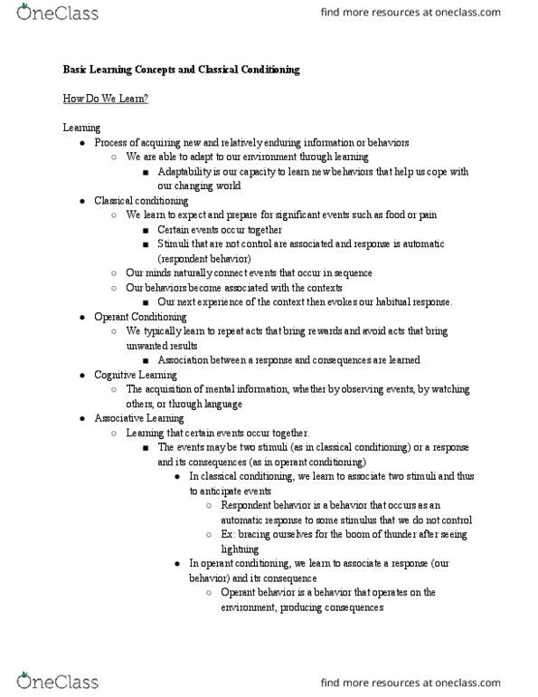 PSYC 111 Lecture Notes - Lecture 8: Frontal Lobe, Pangs, Fear thumbnail