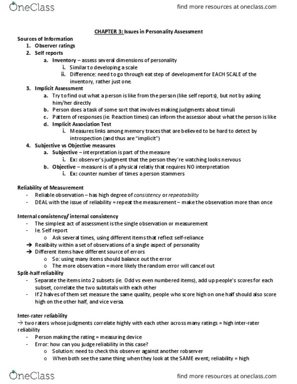 PSYCO333 Chapter Notes - Chapter 3: Operational Definition, Implicit-Association Test, Internal Consistency thumbnail