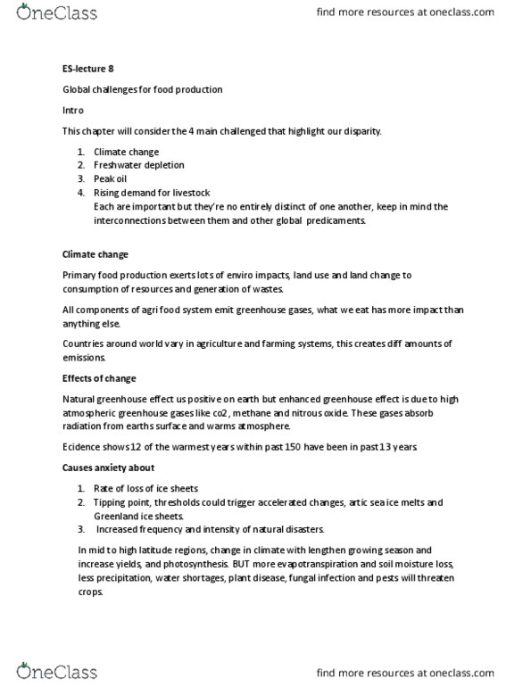 ES 200 Lecture Notes - Lecture 8: Peak Oil, Tillage, Pyrolysis thumbnail