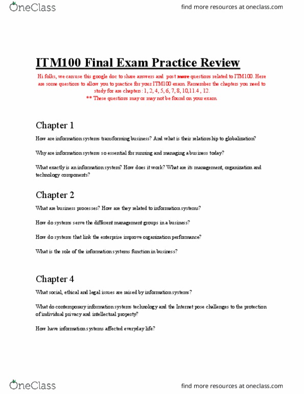 ITM 100 Lecture Notes - Lecture 11: 5,6,7,8, Instant Messaging, Business Continuity Planning thumbnail