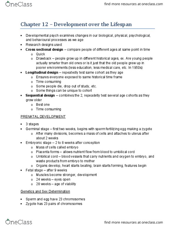 Psychology 1000 Chapter Notes - Chapter 12: Limbic System, 6 Years, Information Processing thumbnail