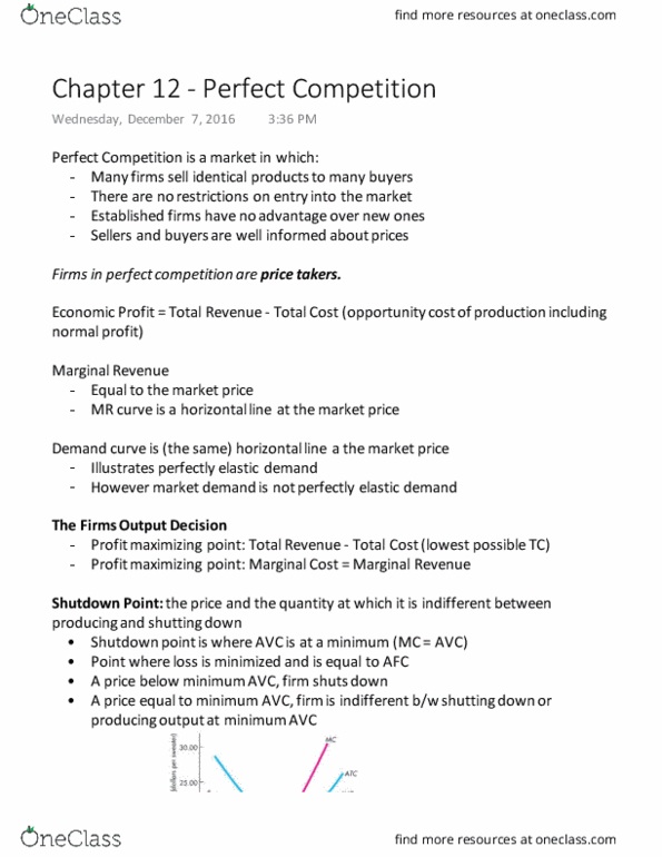 ECON 1050 Chapter Notes - Chapter 12: Longrun, Takers, Perfect Competition thumbnail