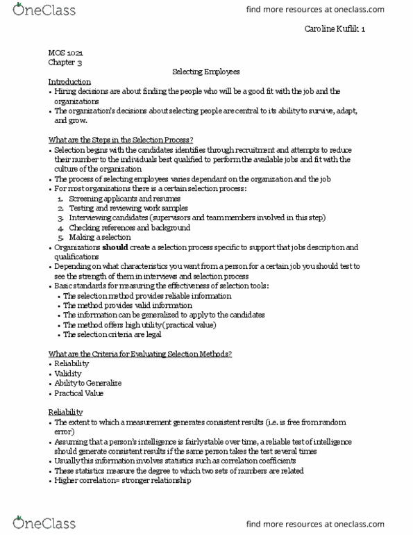 Management and Organizational Studies 1021A/B Chapter Notes - Chapter 3: W. M. Keck Observatory, Polygraph, Multiple Sclerosis thumbnail