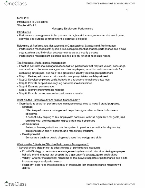 Management and Organizational Studies 1021A/B Chapter Notes - Chapter 4.2: Employee Engagement, Performance Appraisal, Business Process thumbnail