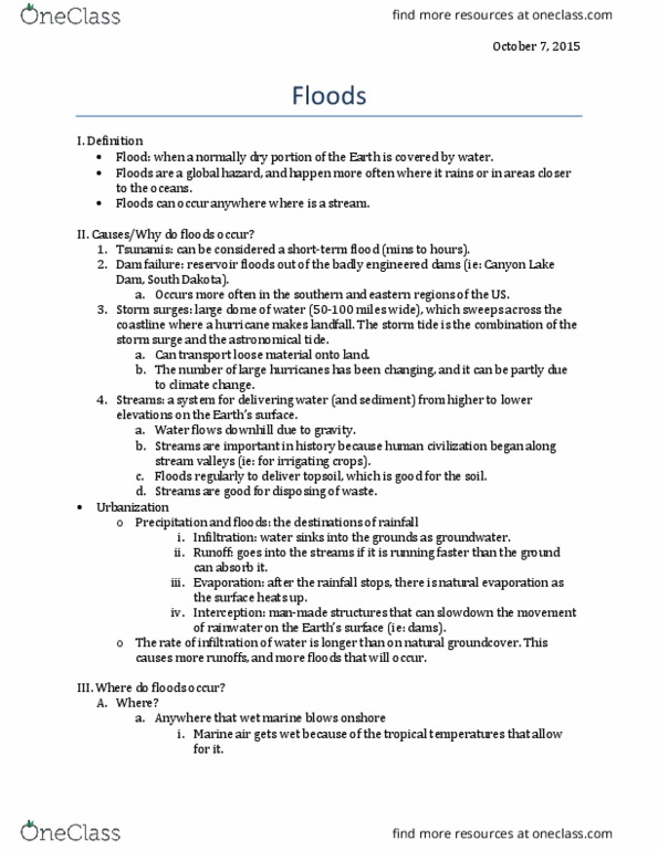 EPS 80 Lecture Notes - Lecture 7: Dam Failure, Landfall, Groundcover thumbnail