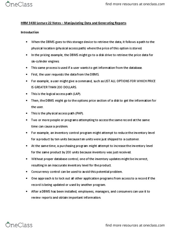 HRM 3430 Lecture Notes - Lecture 22: Allergen, Concurrency Control thumbnail