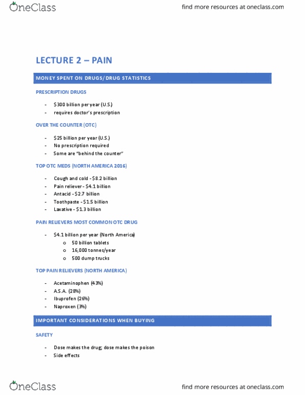 BPS 1101 Lecture Notes - Lecture 2: Laxative, Analgesic, Cardiovascular Disease thumbnail