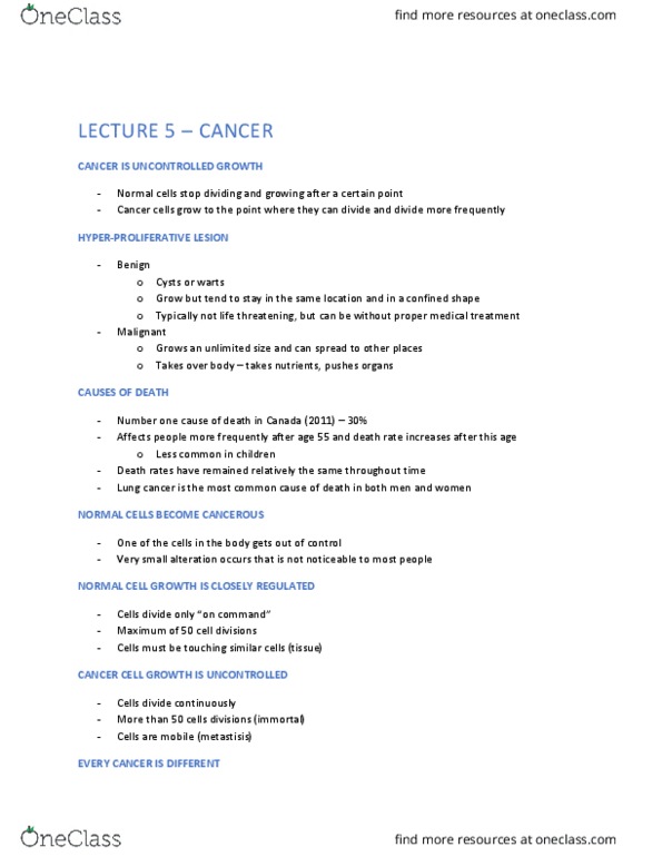 BPS 1101 Lecture Notes - Lecture 5: Henrietta Lacks, Nitrosamine, Cisplatin thumbnail