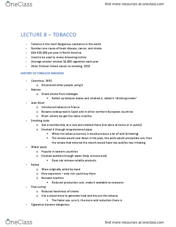 BPS 1101 Lecture Notes - Lecture 8: Lethal Dose, Alton Ochsner, Passive Smoking thumbnail