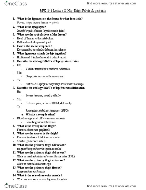 BPK 241 Lecture Notes - Lecture 8: Synovial Joint, Hydrocele, Iliac Crest thumbnail