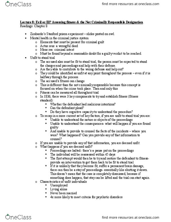 Psychology 2032A/B Lecture Notes - Lecture 8: Standardized Test, Carbon Monoxide Poisoning, Mental Disorder thumbnail