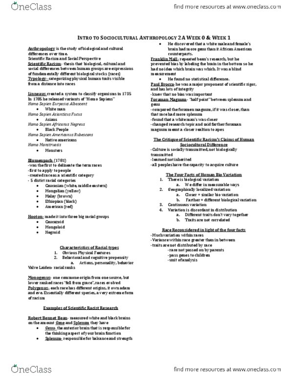 ANTHRO 2A Lecture Notes - Foramen Magnum, Fucus, Carl Linnaeus thumbnail