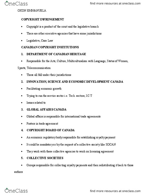 CCT206H5 Lecture Notes - Lecture 5: Paywall, Online Copyright Infringement Liability Limitation Act, Copyright Modernization Act thumbnail