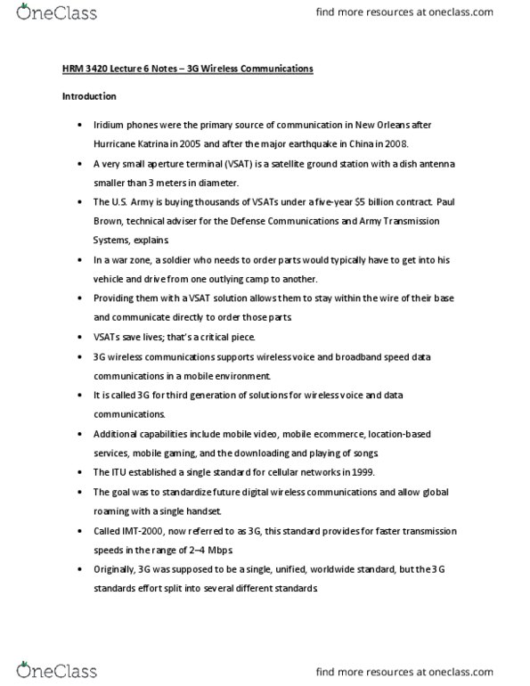 HRM 3420 Lecture Notes - Lecture 6: Very-Small-Aperture Terminal, Mobile Game, Ground Station thumbnail