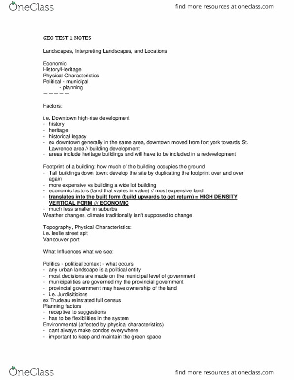 GEO 106 Lecture Notes - Lecture 8: Distance Decay, Planned Economy, Port Lands thumbnail