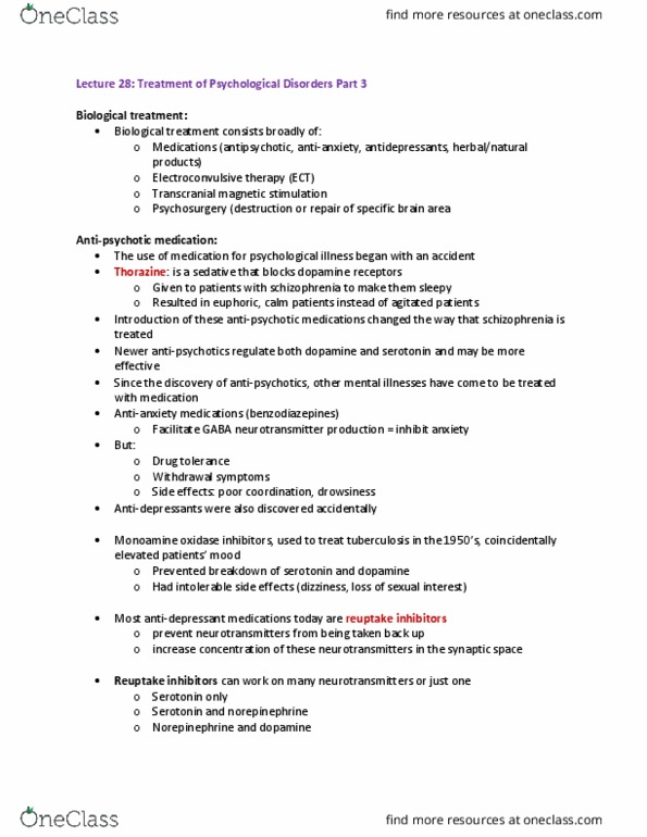 PSYA02H3 Lecture Notes - Lecture 28: Weight Gain, Gamma-Aminobutyric Acid, Psychopathology thumbnail