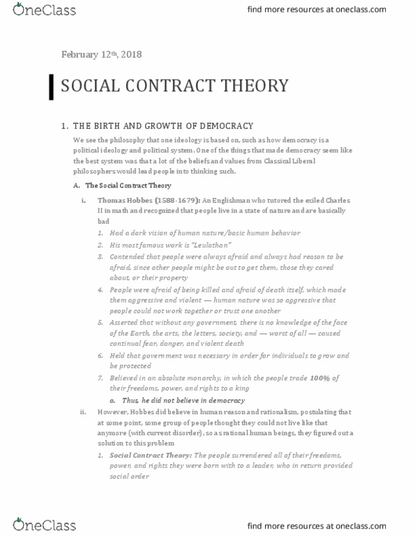 POL 307 Lecture 14: The Social Contract Theory thumbnail
