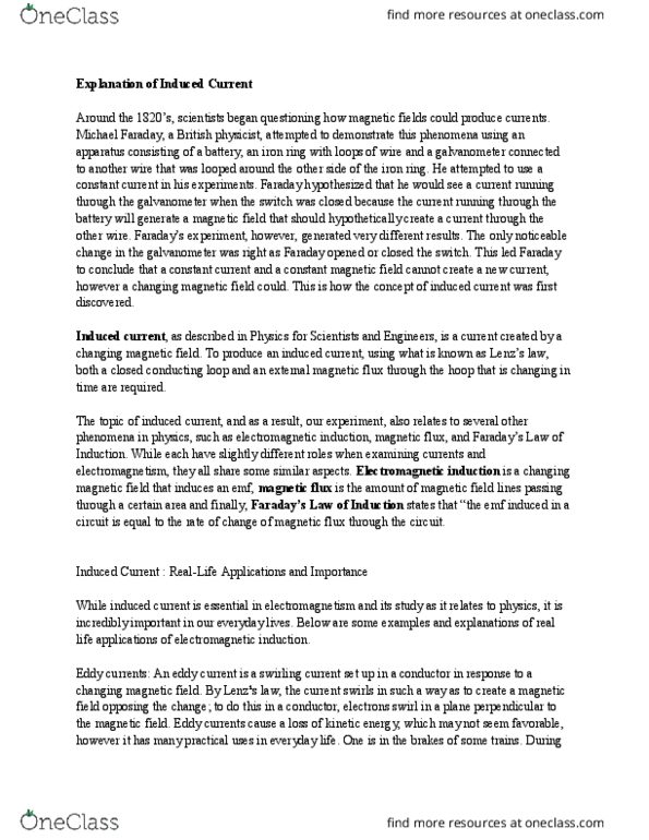 PHYS 104 Lecture Notes - Lecture 62: Electric Generator, Michael Faraday, Electromagnetic Induction thumbnail