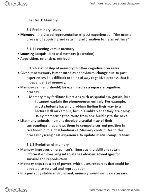 PSYC 205 Chapter Notes - Chapter 3: Intelligence Quotient, Cerebellum, Striatum thumbnail